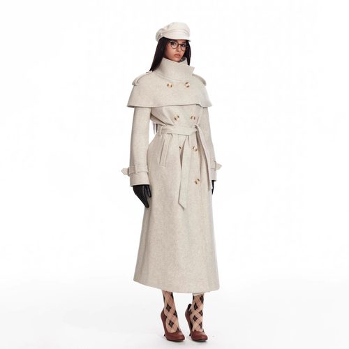 4muggle毛呢大衣披肩斗篷套装