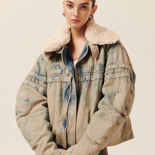 Cozydoll可拆卸白鸭绒牛仔羽绒服