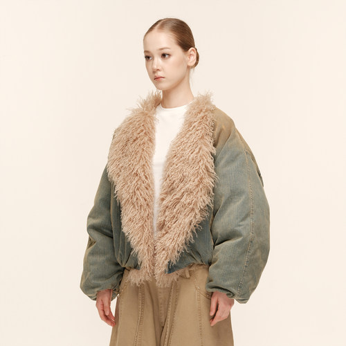 COZYDOLL复古做旧翻领羽绒服