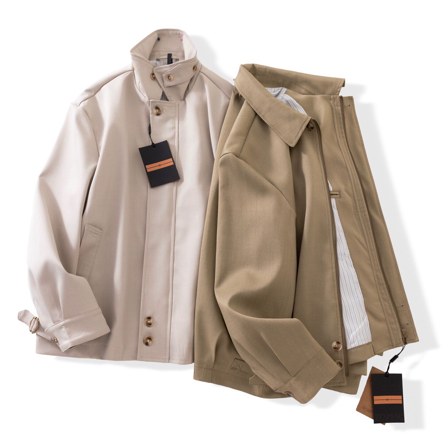 高级感春季男休闲老钱风翻领防风夹克商务宽松小个子工装外套穿搭