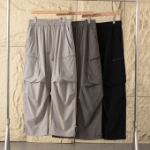 男户外登山大口袋抽绳伞兵裤 春夏轻机能风拉链口袋抽绳阔腿工装 裤