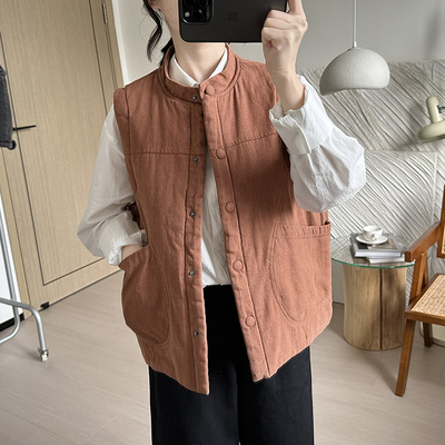 夹棉马甲日杂风冬季新款复古宽松