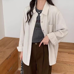 长袖衬衫2025秋季新款日系宽松上衣女时尚气质单口袋衬衣85373