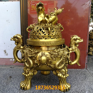 新款纯铜天狗炉特大号香薰炉貔貅三脚香炉摆件商务工艺礼品定做