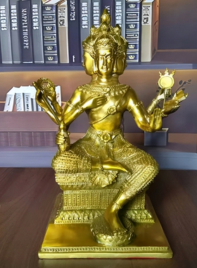 纯黄铜泰国四面佛像摆件大梵王神像客厅有求必应印度铜像承接定做