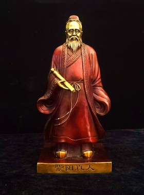 纯铜紫阳真人铜像黄铜紫玄真人全铜家居供奉铜器摆件高30厘米