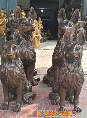大号纯铜狗 大狼狗 招财守财 长毛狗 铜犬风水铜器工艺品摆件礼品