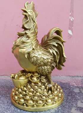 纯黄铜器新款元宝铜生肖如意白菜公鸡拉车招财镇宅工艺品摆件