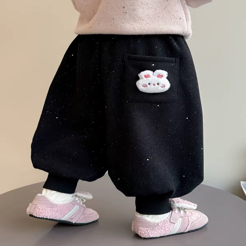 女童春秋款灯笼裤冬季宝宝灯芯绒阔腿裤儿童加绒韩版长裤潮