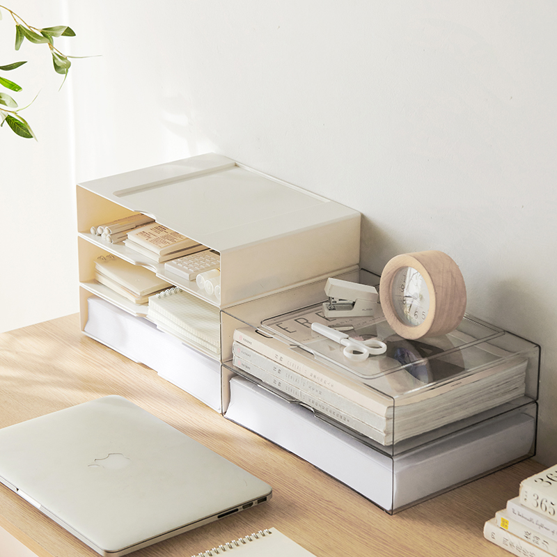 透明桌面文件收纳盒笔记本增高架