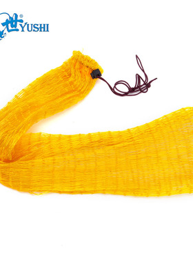 加宽粗线网袋60-3米易锁扎口伸缩黄色养鱼护装鱼网兜可折叠网渔具