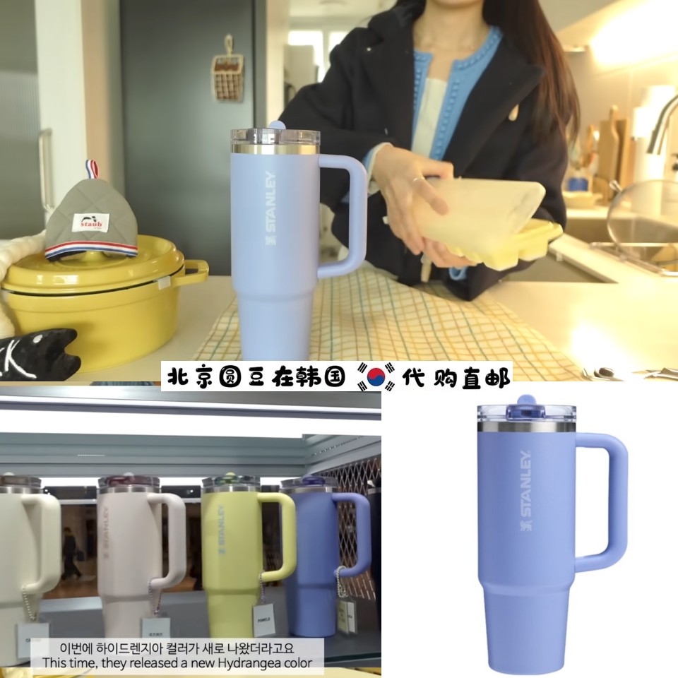 韩国直邮代购pland同款薰衣草紫防漏大容量密封保温杯手提吸管杯