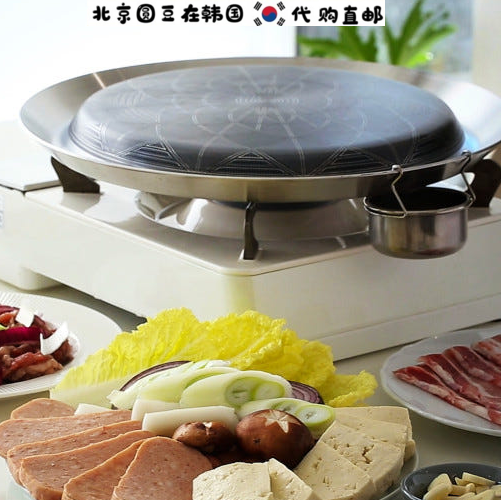 韩国直邮代购家用商用不锈钢双面水煎肉部队锅煎锅不粘烤盘煮涮锅