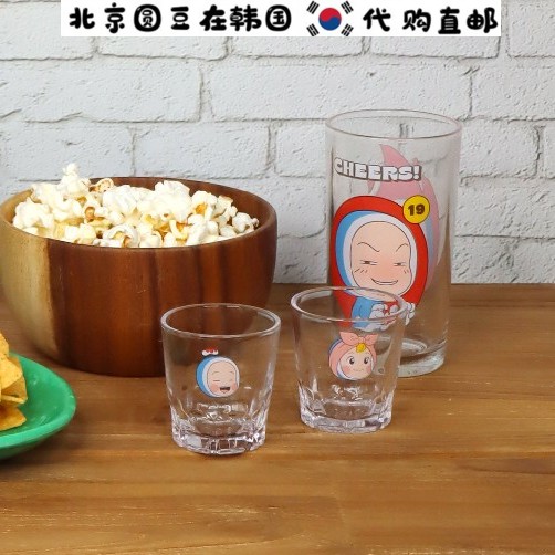 韩国直邮代购印花可爱小人白酒杯饮料可乐水杯啤酒杯+2个烧酒杯