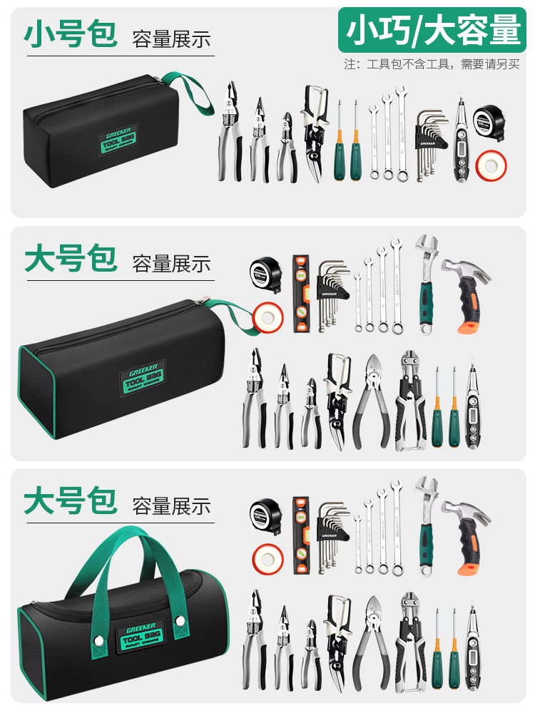 Green Forest Electrician Mini Kit Portable Accessory Bag Canvas Small Durable Repair Tote Bag