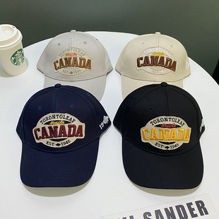 遮阳帽女 潮牌秋季 帽子男韩版 潮棒球帽弯檐刺绣秋天canada男士
