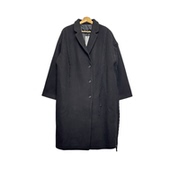 圣迪折扣女装 毛呢大衣外套 饰长款 冬季 黑色复古花边拼接飘带装