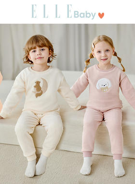 ELLE baby宝宝睡衣2025新款秋冬季保暖男童女童法兰绒家居服套装