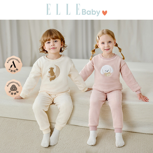 ELLE 秋冬季 保暖男童女童法蘭絨家居服套裝 baby寶寶睡衣2025新款