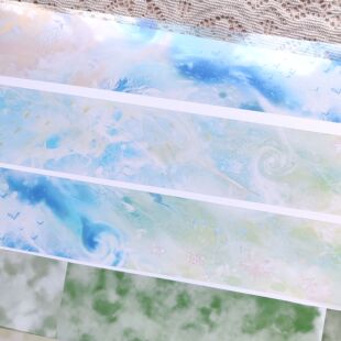 分装四季流梦绿无白墨pet晕染纯色背景手帐胶带拼贴打底长条胶带