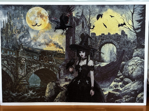 自制暗夜女巫pet贴纸暗黑女生魔女人物手帐贴纸贴画咕卡造景拼贴