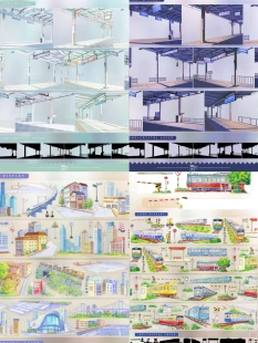 分装 饰胶带 车站月台城市风光铁轨列车pet城市造景手帐胶带拼贴装