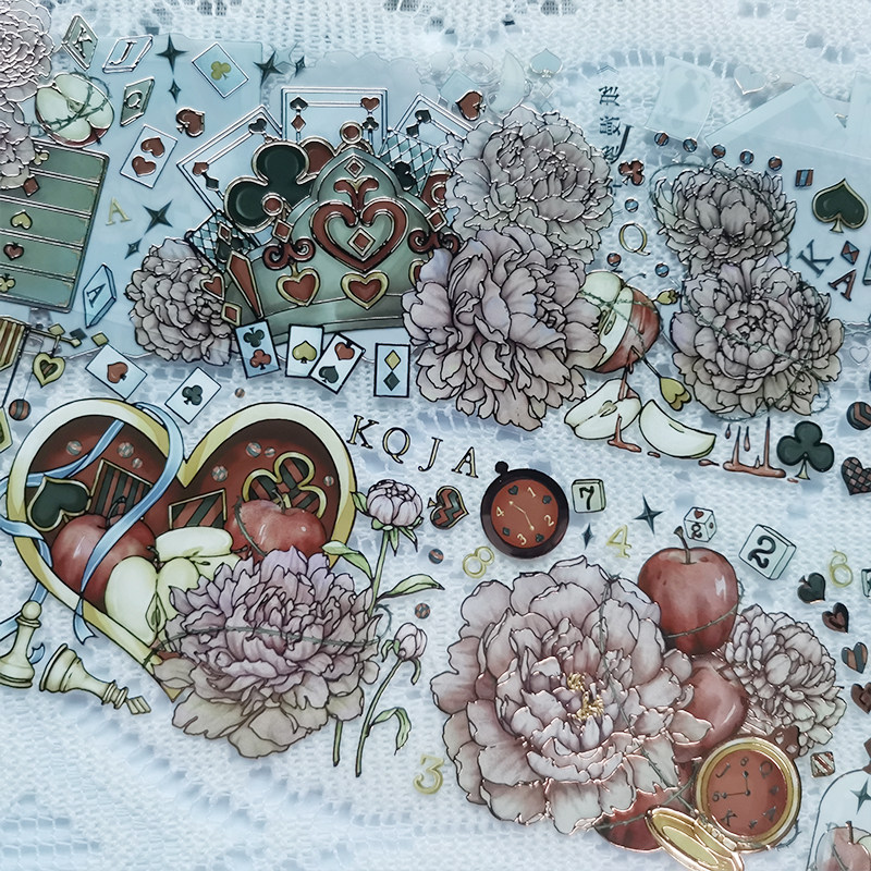 花园纪分装纸漫纱华拾花集浮花映暗牧挽歌复古花花pe手帐t胶带贴