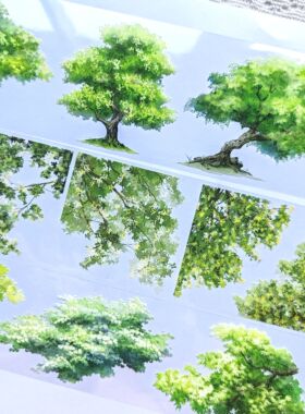 分装叶满冠亭亭如盖花满冠郁郁葱葱青枝绿叶树枝松柏长青手帐胶带