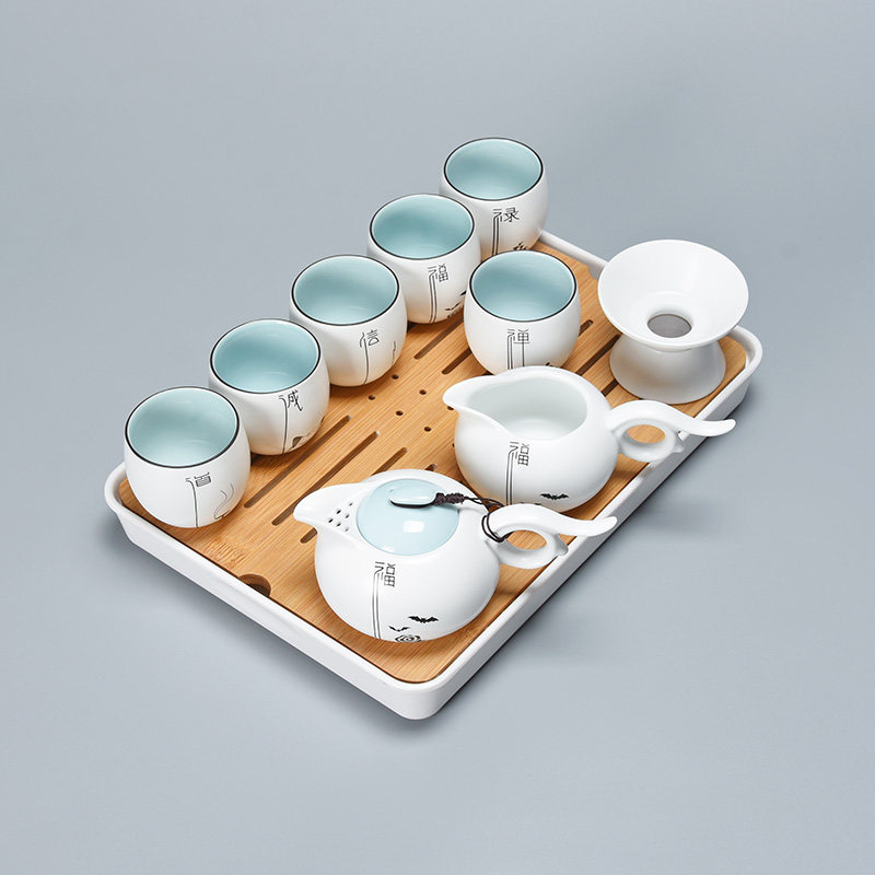 君器中式简约禅意功夫茶具套装家用客厅泡茶茶壶陶瓷盖碗茶杯套装
