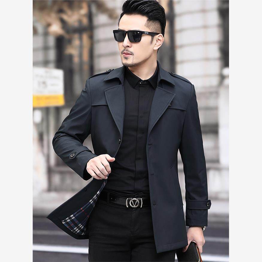 罗蒙高端男士风衣春秋款休闲外套修身短款商务百搭男装时尚上衣