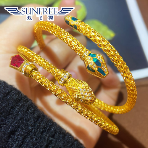 花丝弹力黄金手镯足金蛇形