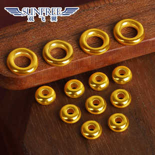 黄金999足金小金环隔珠亮面金圈弟子珠3D硬金隔片乾坤圈文玩配饰