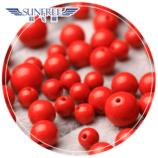 朱砂散珠人工半合成品手链男女款珠子DIY红色手工饰品 黄金配珠