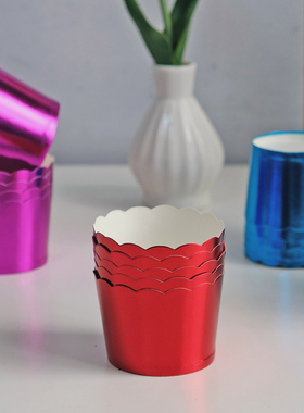 亮红色婚礼甜品台纸杯蛋糕纸杯纯金银色烘焙蛋糕纸杯子马芬铝箔杯