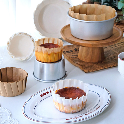 3.5寸6寸免折叠巴斯克小4寸硅油纸垫纸杯模具耐高温防油纸垫50个