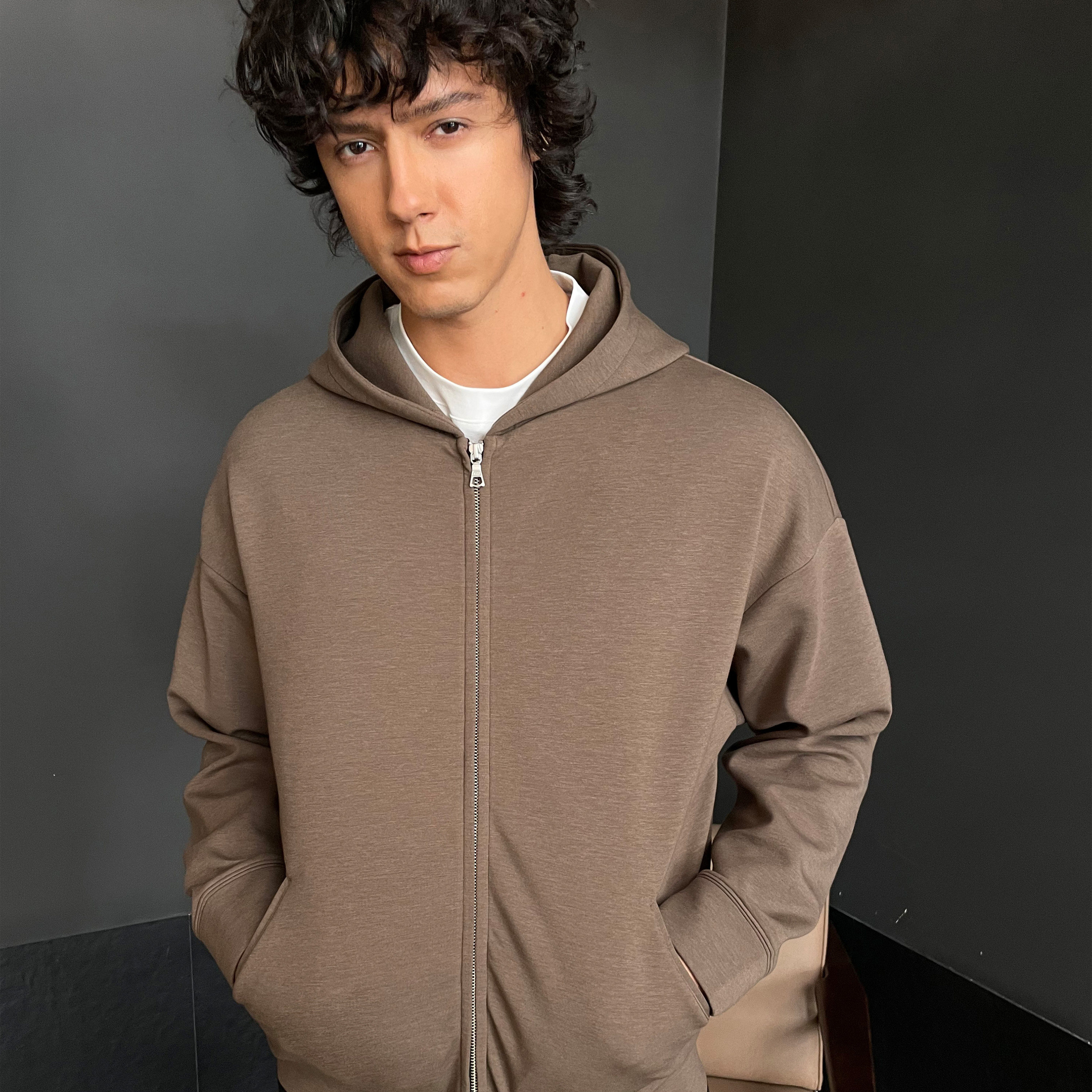 haonanhuang 极简软糯薄绒rPET太空棉隐藏插袋连帽开衫卫衣外套,男装,卫衣,淘宝优惠券,粉丝福利购,淘宝优惠卷