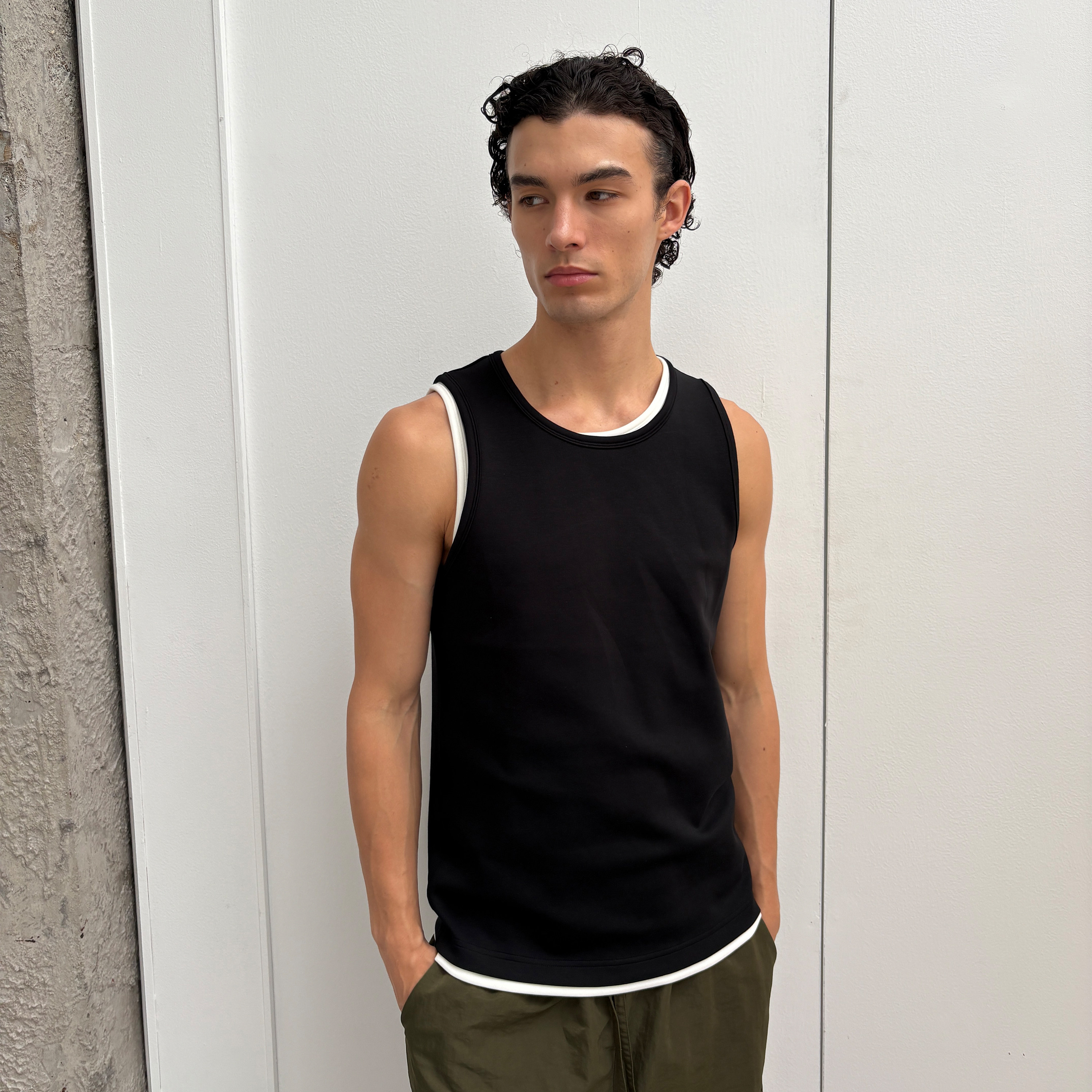 haonanhuang 250g兰精莫代尔混纺澳棉太空棉合身简约基础打底背心