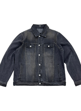 【绿标】haonanhuang 手工Overlock缝线做旧牛仔夹克外套