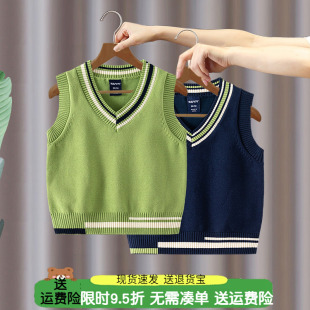 男童马甲2026春秋季新款儿童宝宝童装针织休闲V领毛衣背心坎肩潮