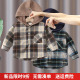 儿童宝宝童装 男童长袖 新款 2026春秋季 纯棉连帽格子衬衣上衣潮 衬衫