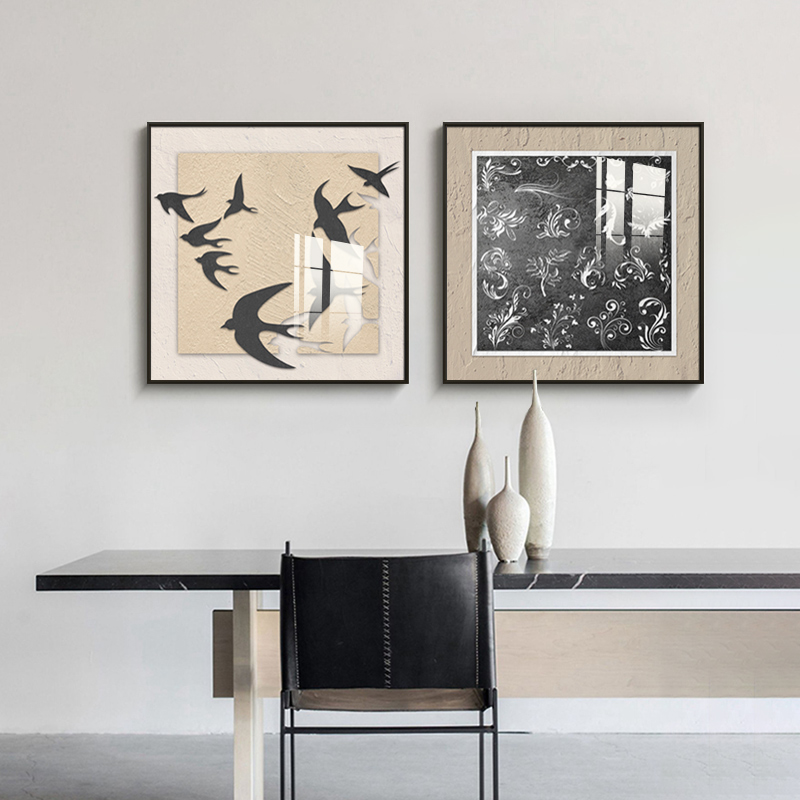 盈浩法式中古风客厅装饰画正方形高档墙面装饰挂画餐厅壁画复古画图片