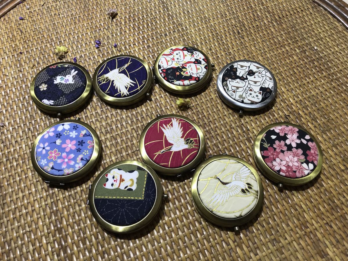 手作布艺古风拉丝光面手工铜镜子