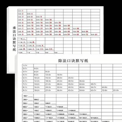 九九乘除法口诀默写字帖天天练
