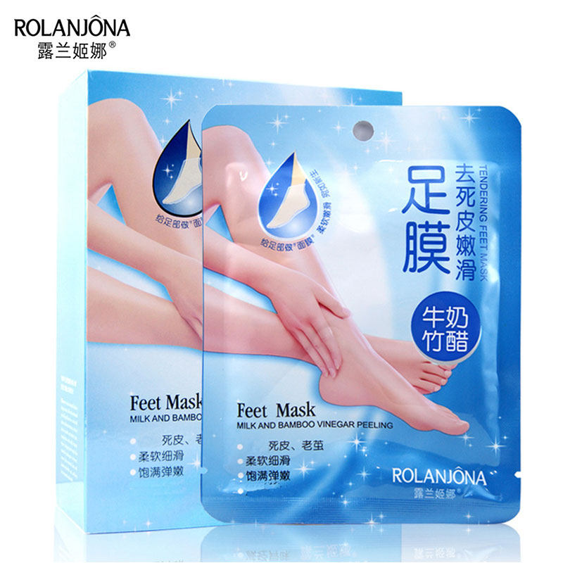 露兰姬娜牛奶竹醋去死皮嫩滑足膜 足部护理 去角质老茧 温和清新