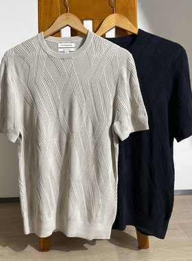 英国AUTOGRAPH 男士针织绞花圆领短袖T恤