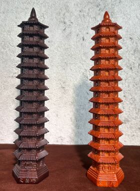 黑檀木雕刻13层文昌塔办公室装饰过摆件逢考必过了的家居客厅