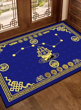 坐南朝北入户门地垫蓝色七星风水五行水地毯麒麟大象脚垫防滑门垫