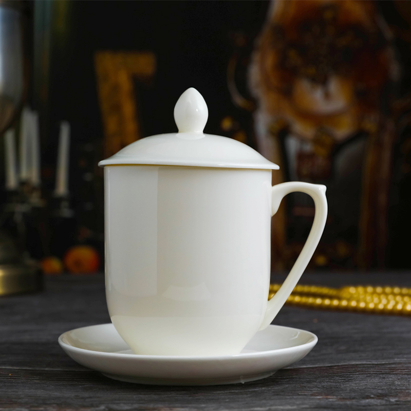 景德镇纯白色定制logo骨瓷水杯