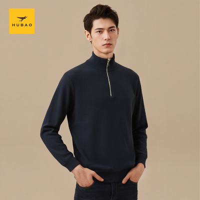 【100%绵羊毛】虎豹冬新款半高领休闲加绒打底纯色针织保暖羊毛衫