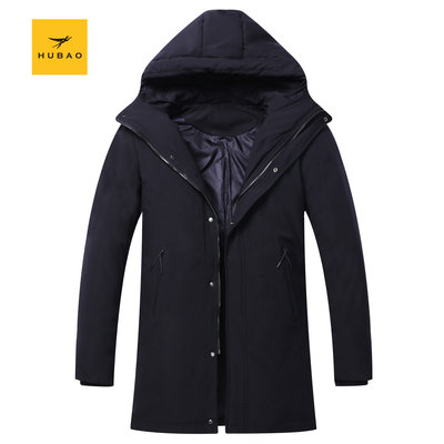 虎豹秋冬男士黑色连帽中长款棉服商务休闲男装外套棉袄